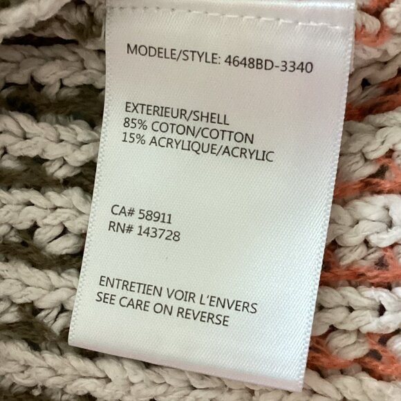 Tribal Women's Drawstring Cowl Neck Knit Sweater Earthy Neutral Tones Size G/L - Picture 7 of 8